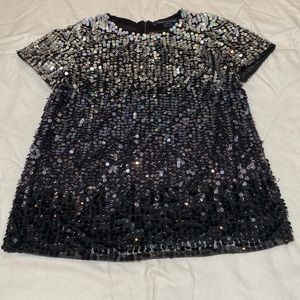 Black/white Ombré Embellished Top